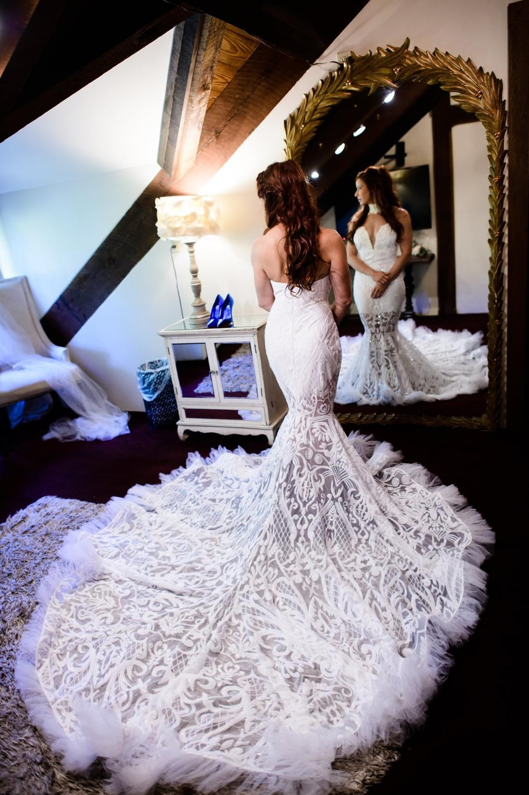 Crystal Pearl Tulle Mermaid Gown