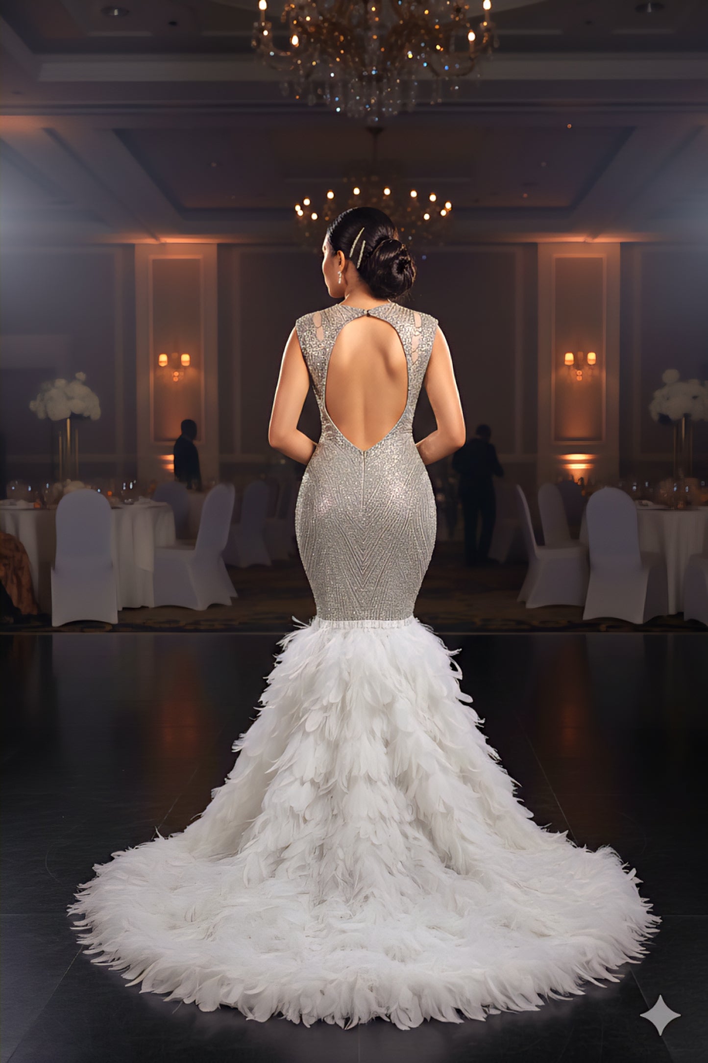 Diamond Phetish Feather Mermaid Dress