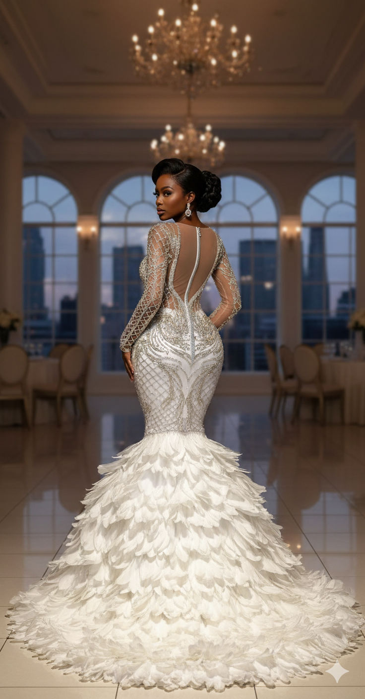 Aphrodite Phoenix Feather Mermaid Dress
