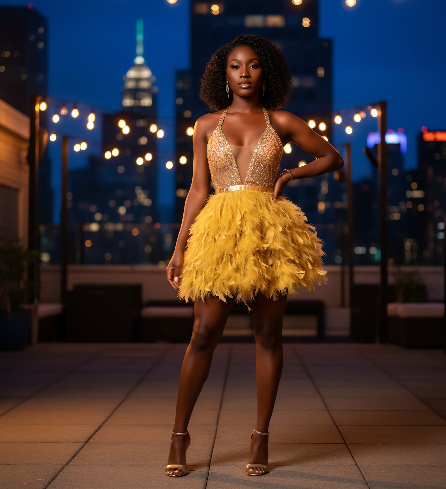Sia feather mini dress