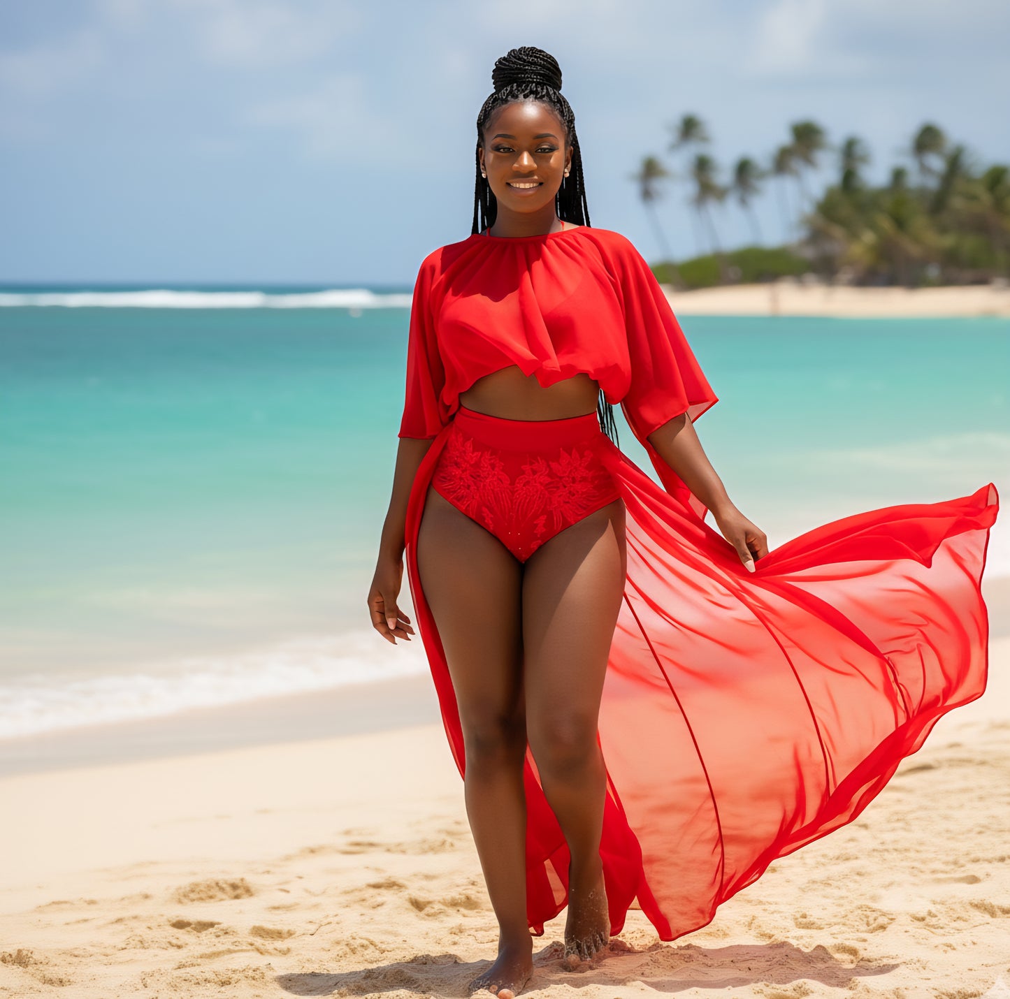 SB High Waist Swimsuit and Cover Up