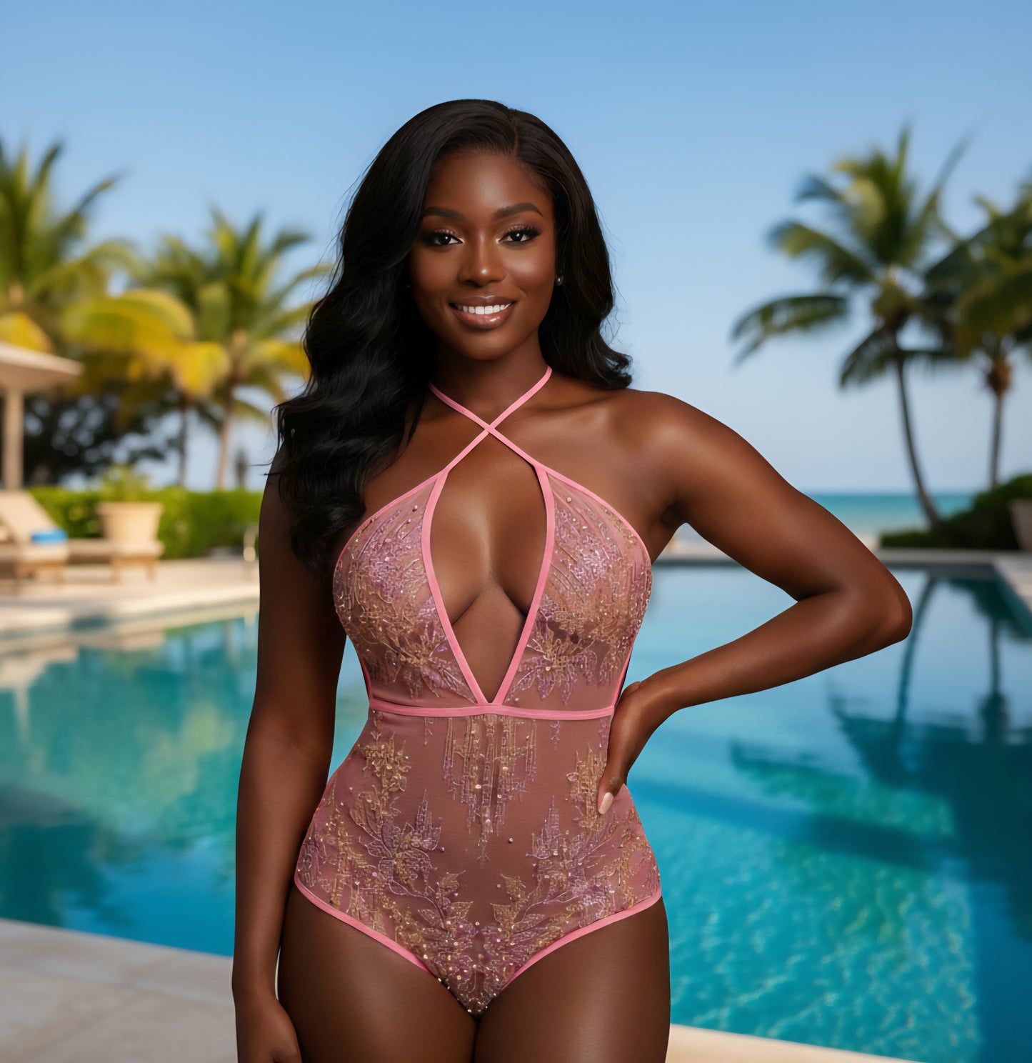 Suri Asimi Embroidery Swimsuit