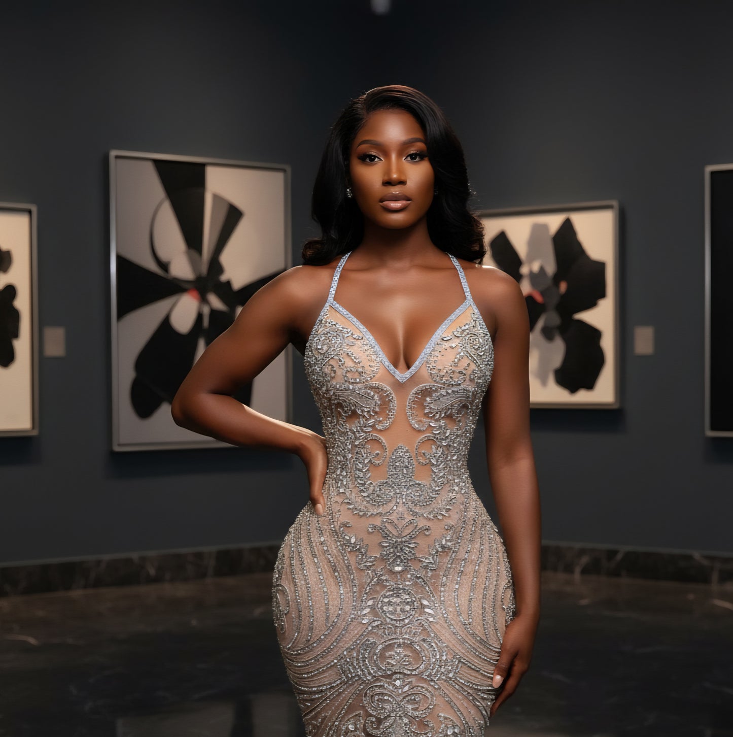 Vahalah Feather Mermaid Gown