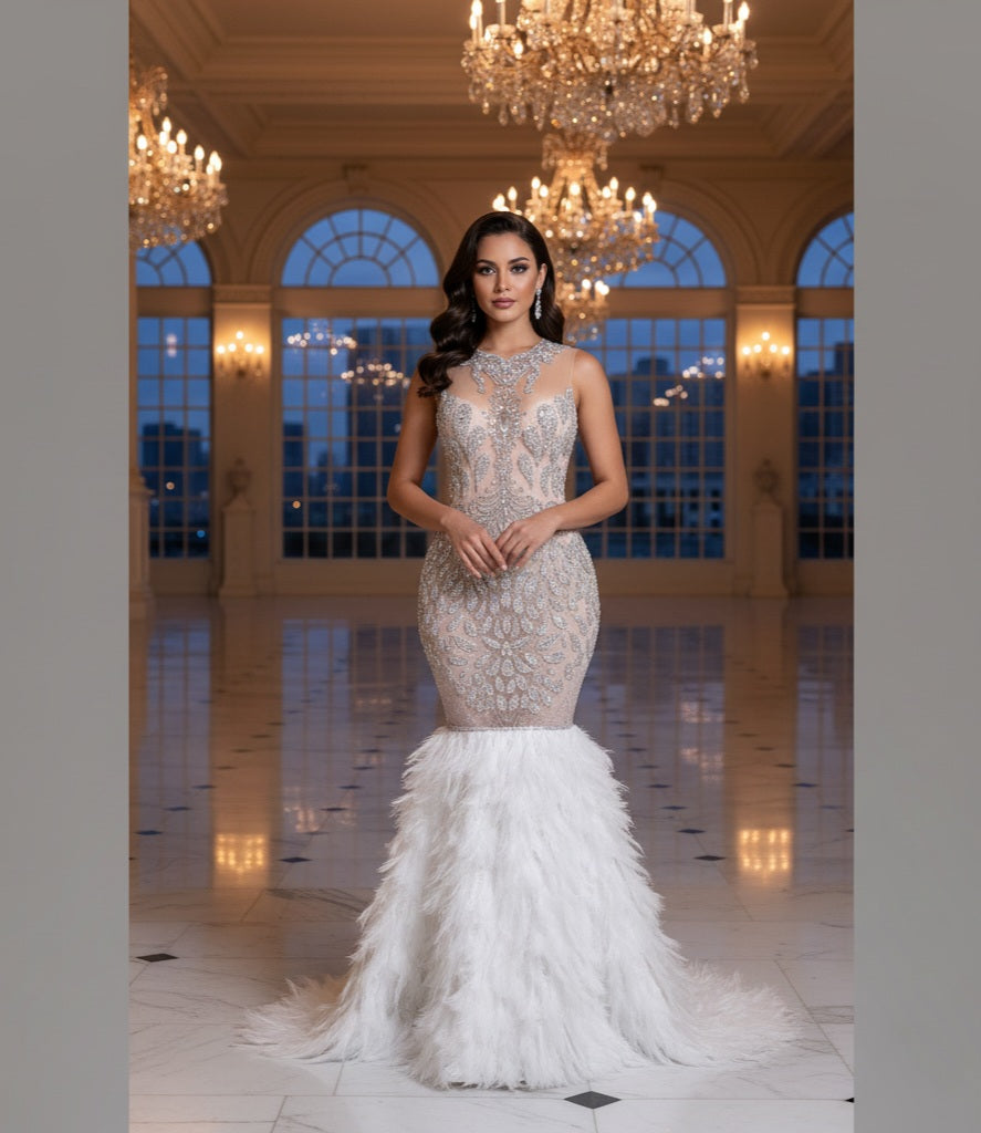 Diamond Phetish Feather Mermaid Dress