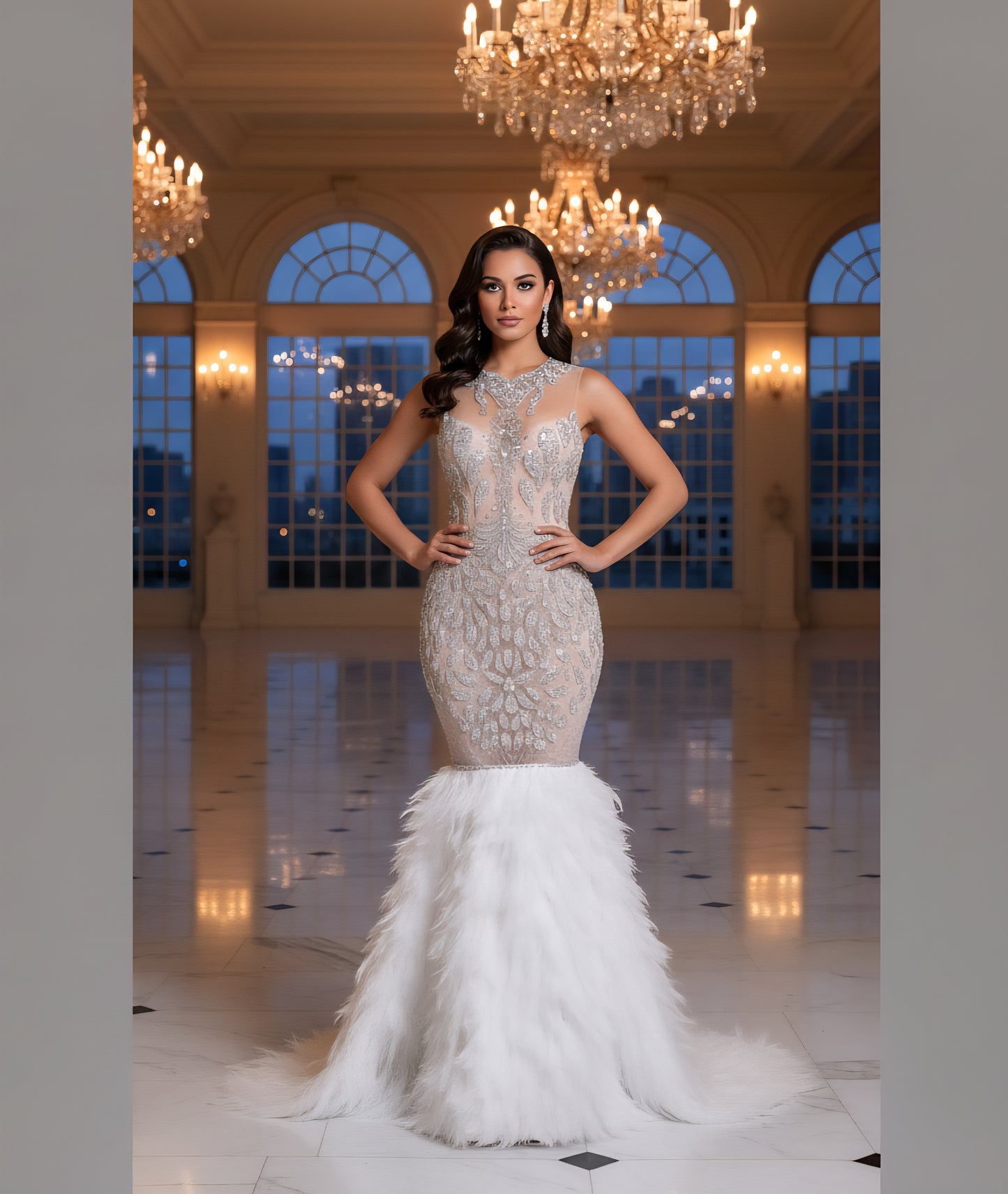 Diamond Phetish Feather Mermaid Dress