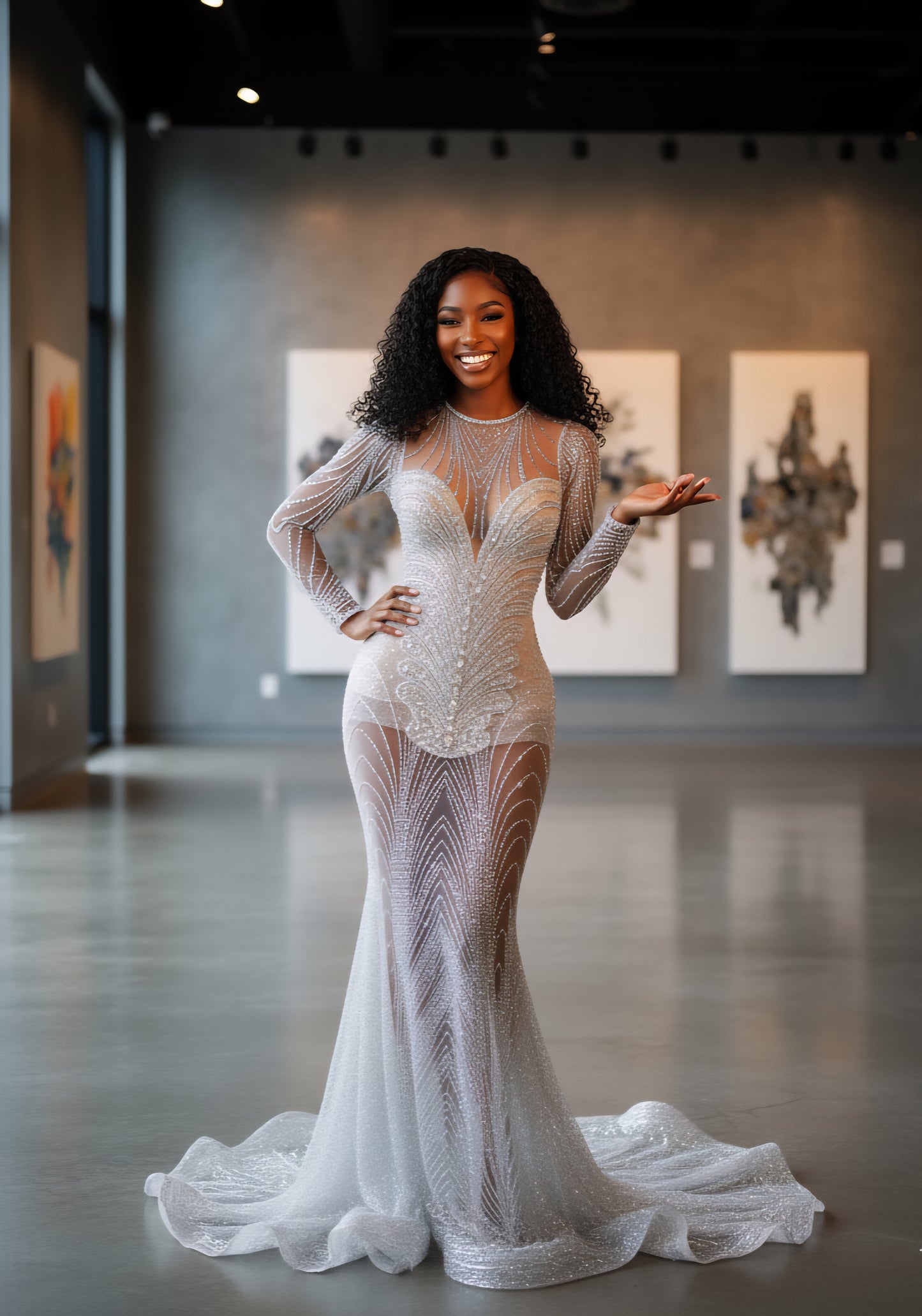 Shimmer Maze Glitter Mermaid Gown