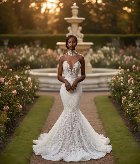Crystal Pearl Mermaid Wedding Dress