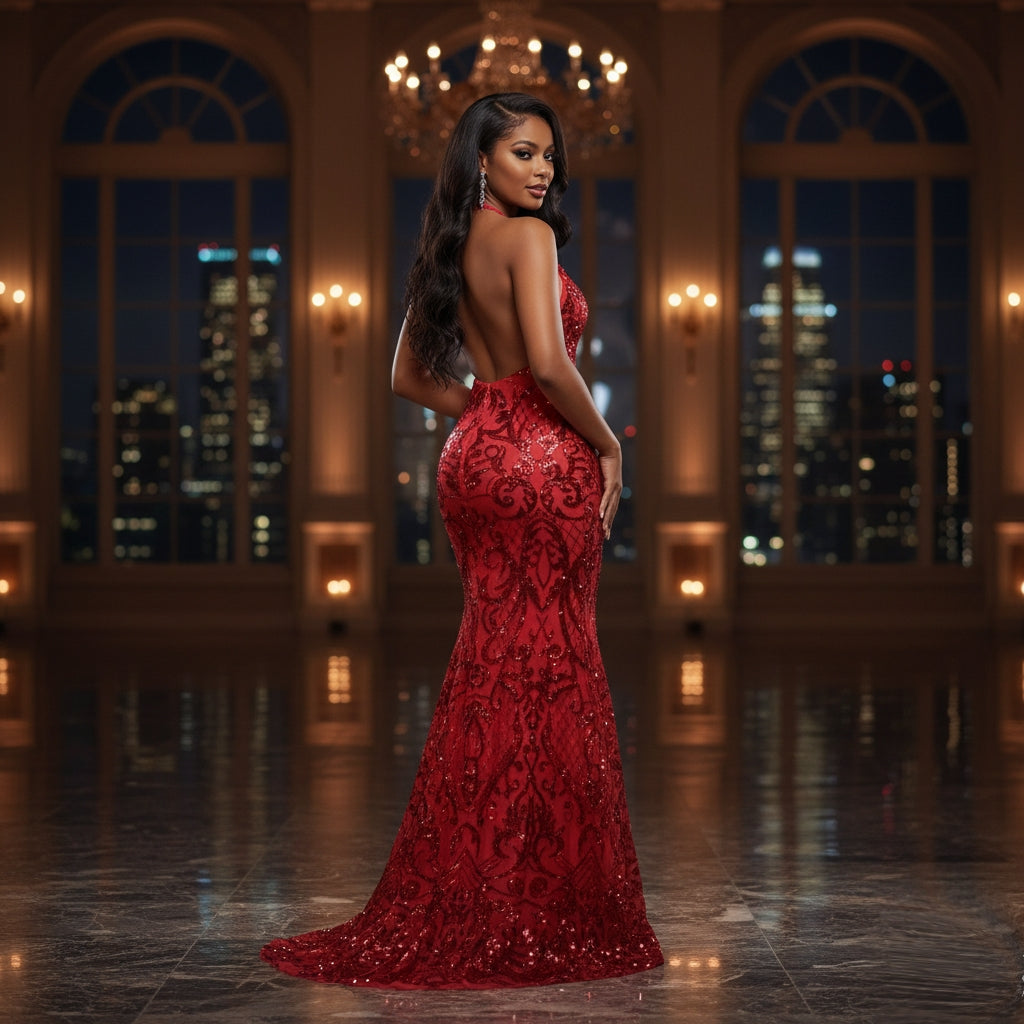 Sequin Stellah Spaghetti Strap Dress