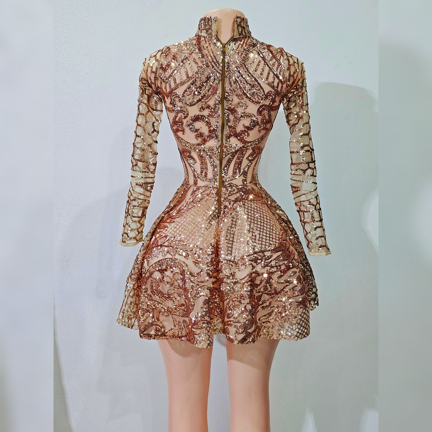 Surya Long Sleeve Sequin Skater Dress