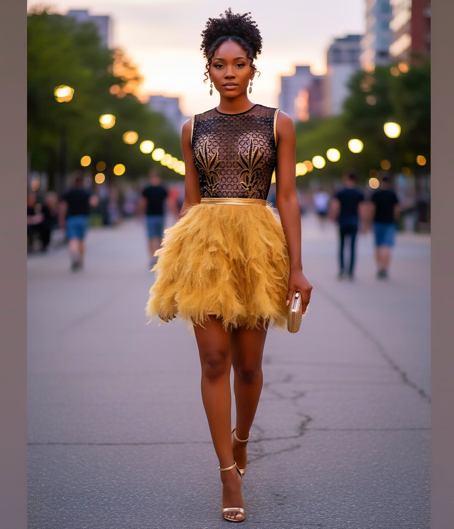 Twinkle Feather Mini Dress