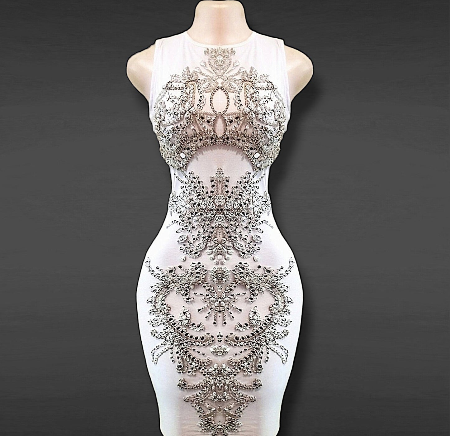 Dubai White Rhinestone Mini Dress