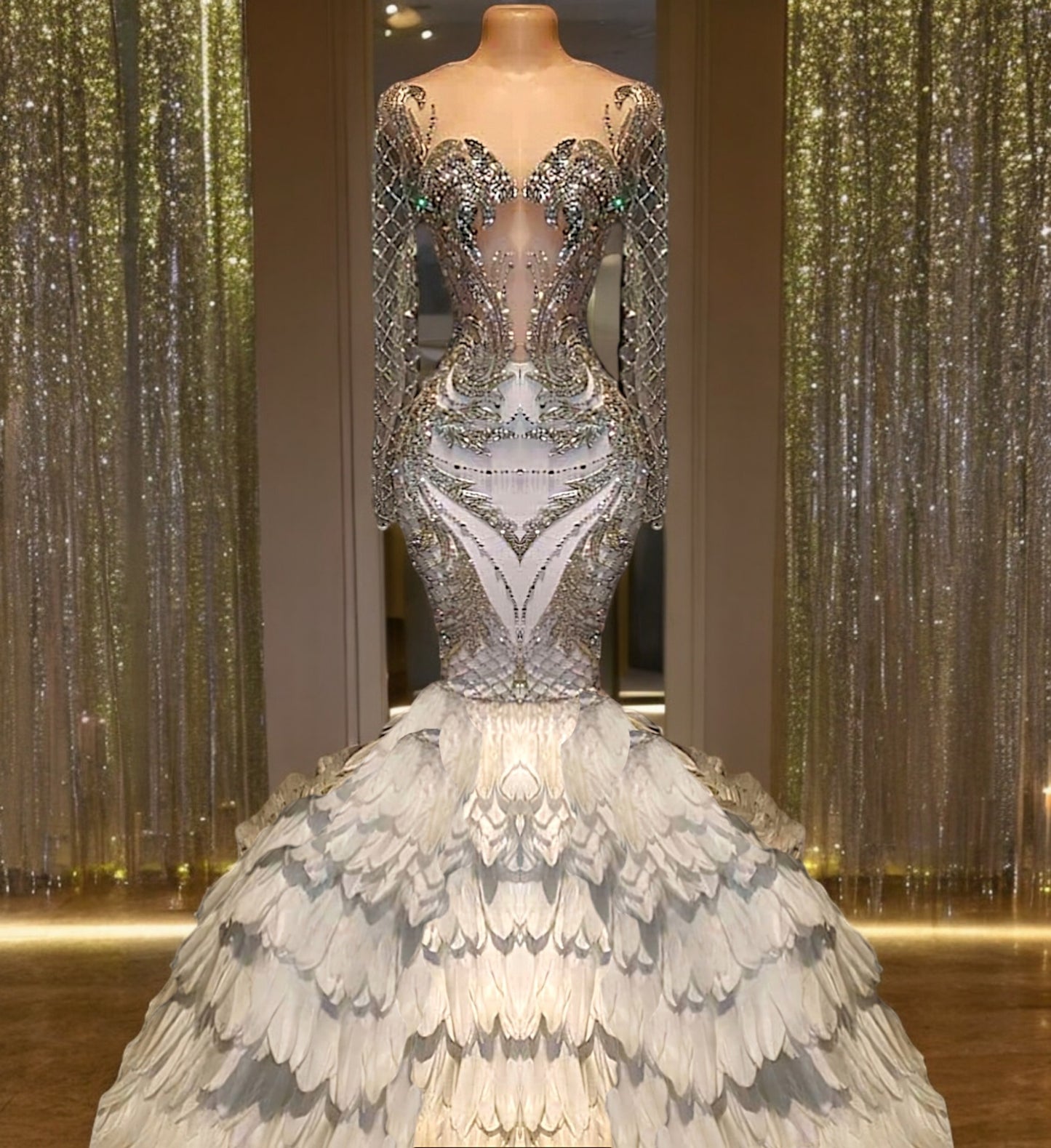 Aphrodite Phoenix Feather Mermaid Dress