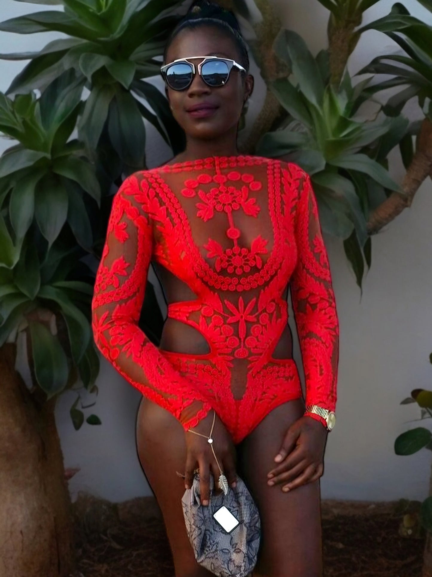 Rouche Vintage Embroidery Bodysuit