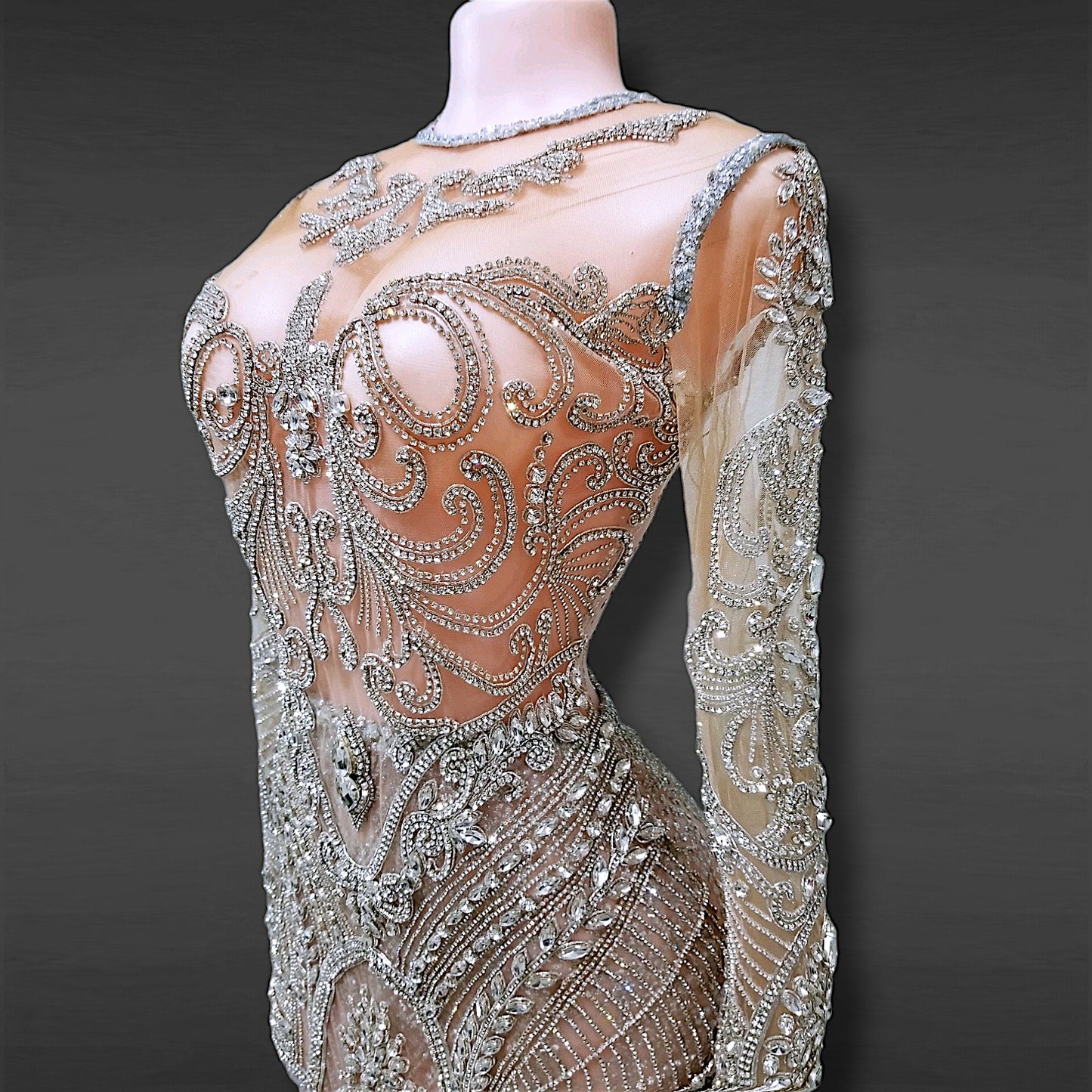 Front view of Diamond Asaran Cocktail Dress on model