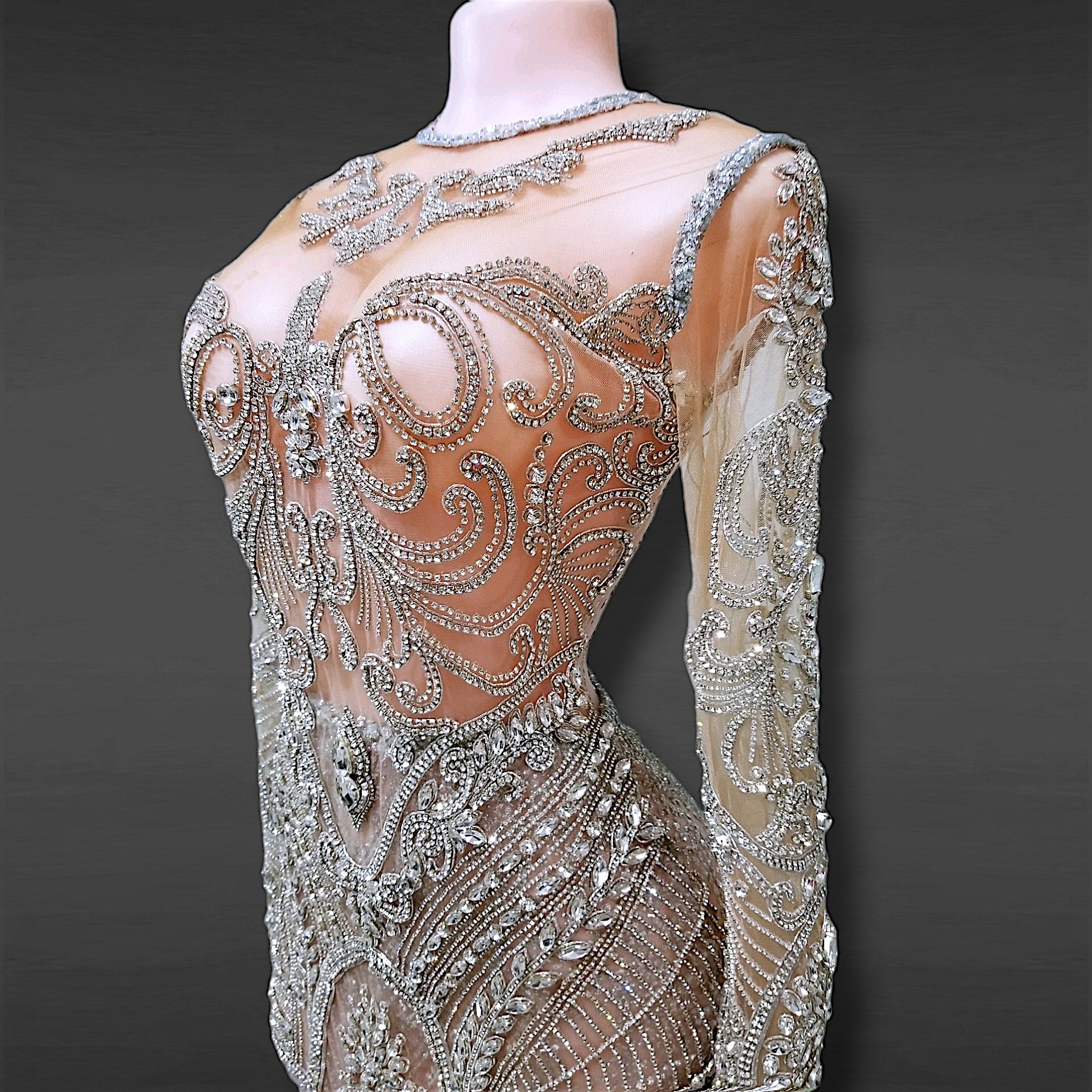 Front view of Diamond Asaran Cocktail Dress on model