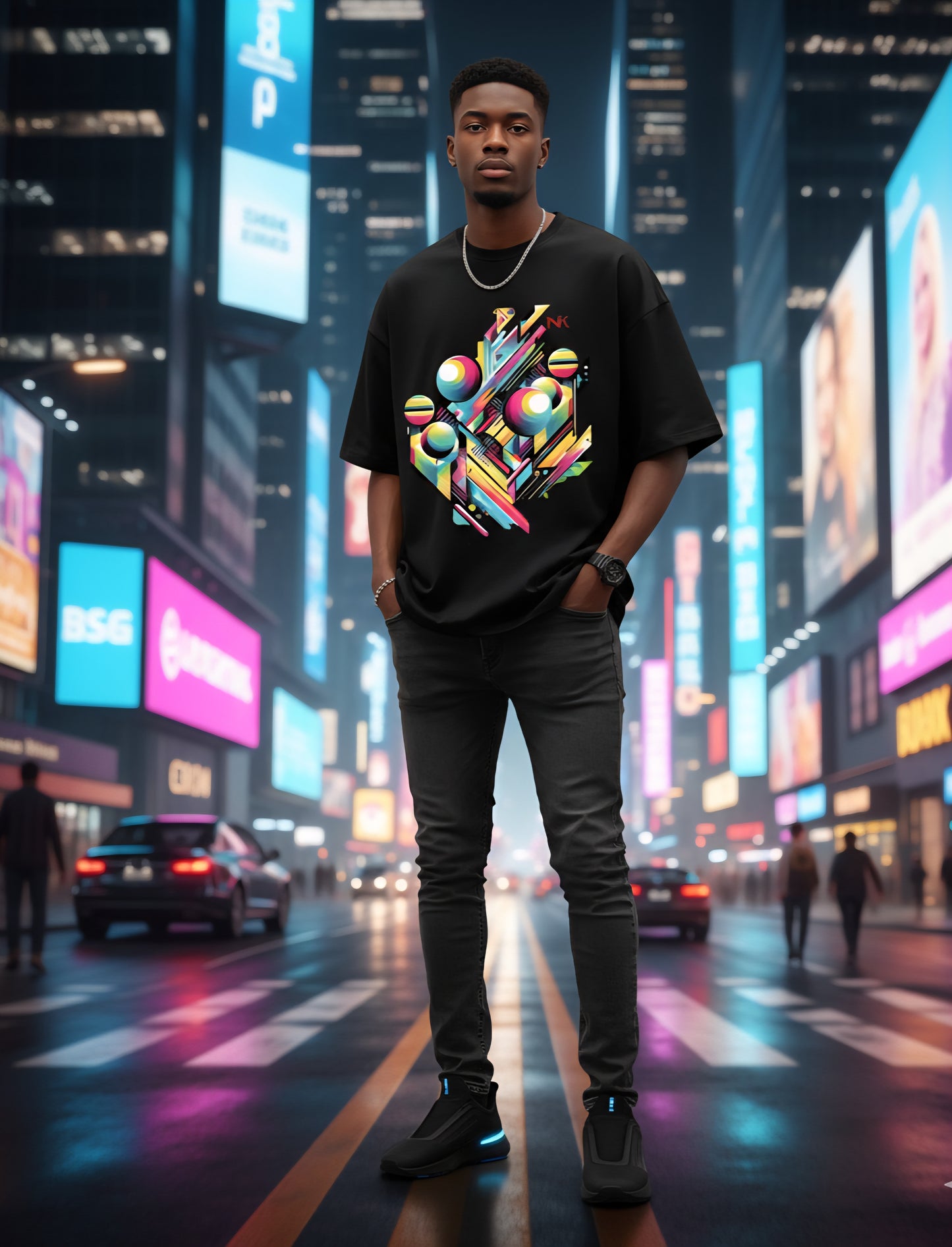 Cyberpunk 80s Retro Graphic Oversized Tee