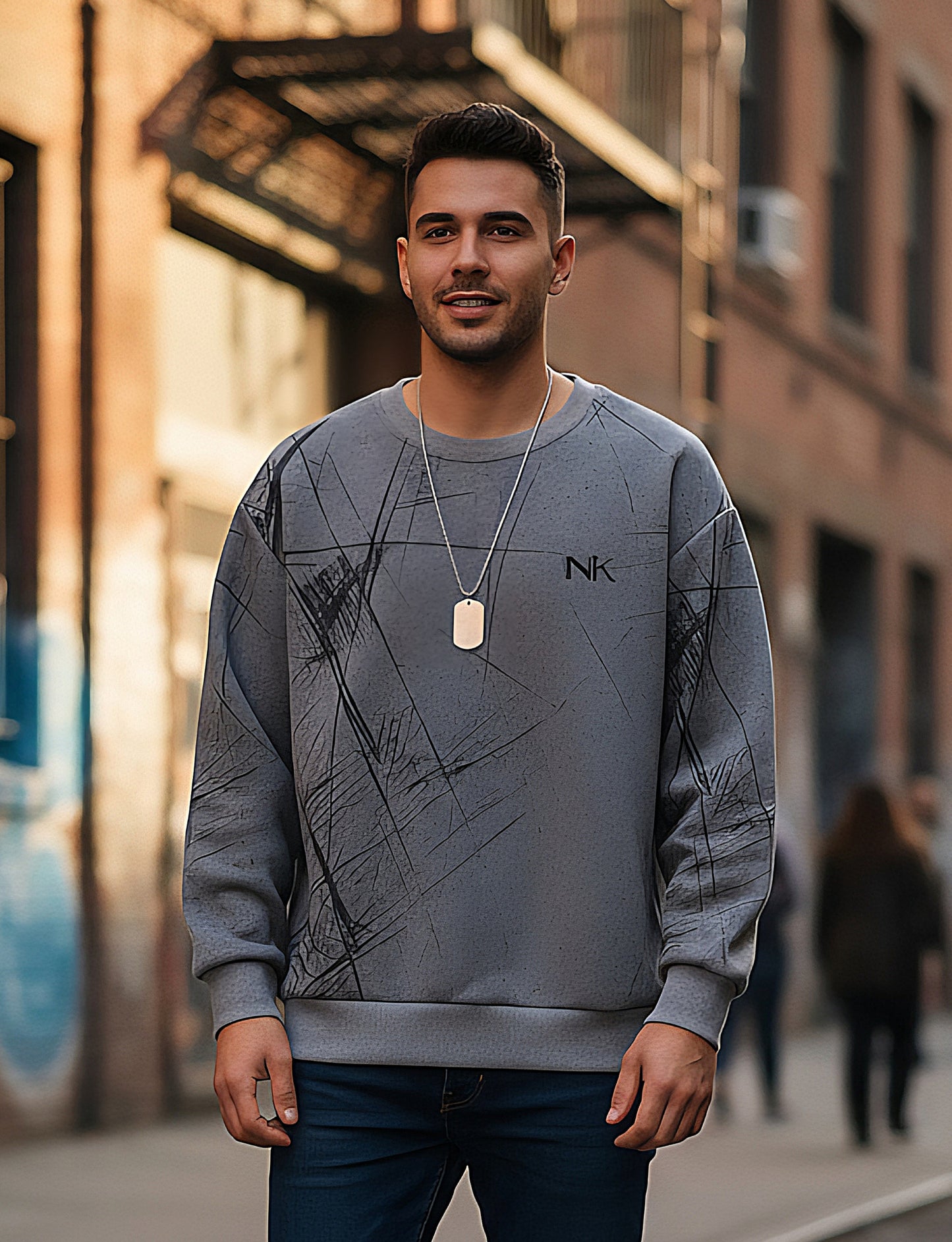Grey Grunge Oversized Crewneck