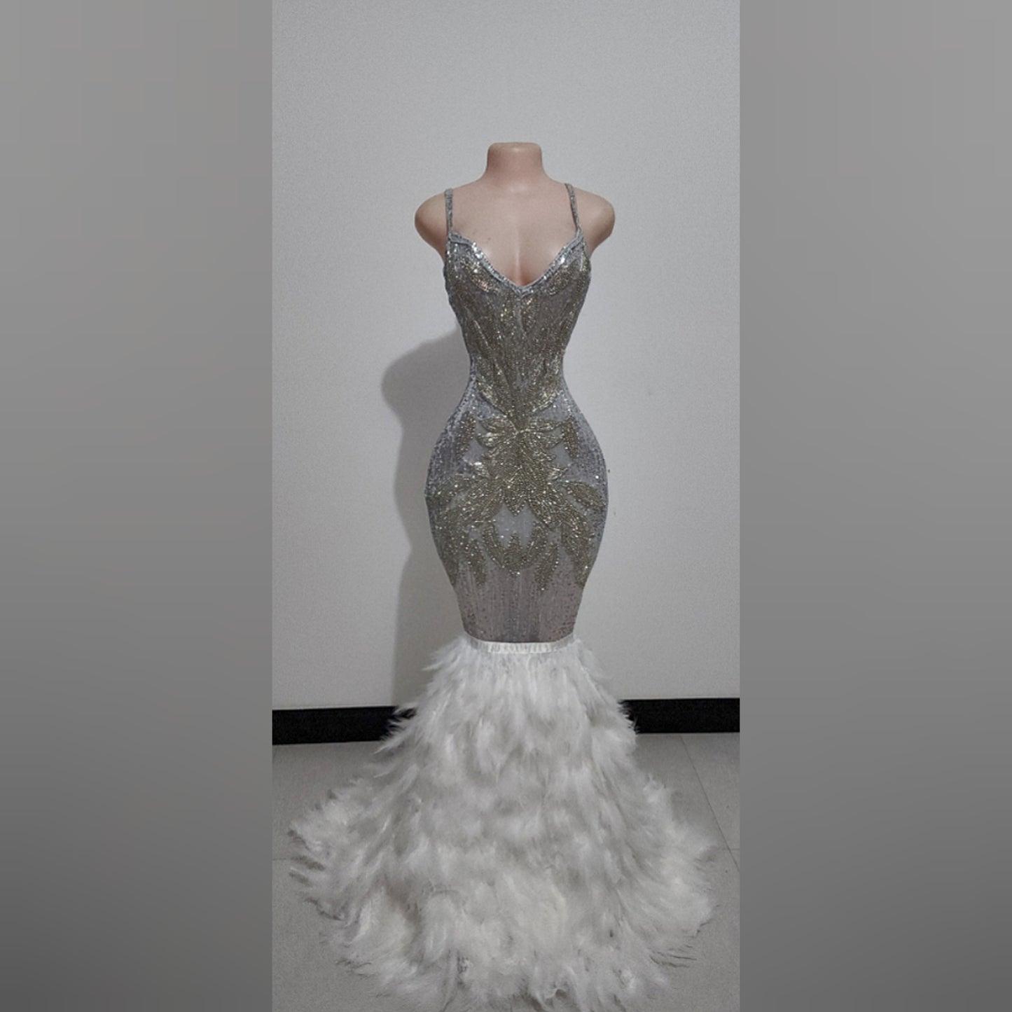 Leah Melani Feather Mermaid Gown