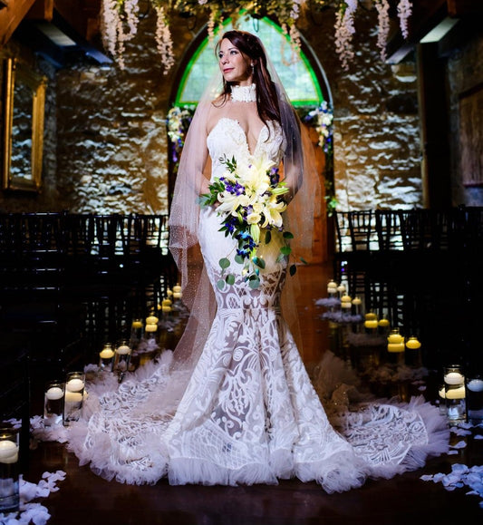 Crystal Pearl Tulle Mermaid Gown