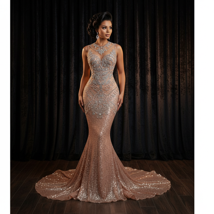 Naijah Sequin Rhinestone Mermaid Gown