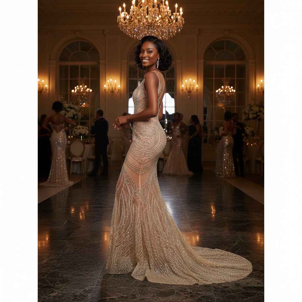 Fuego Rhinestone Mermaid Gown