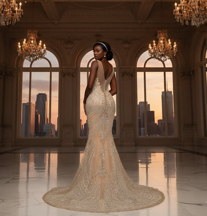 Fuego Rhinestone Mermaid Gown