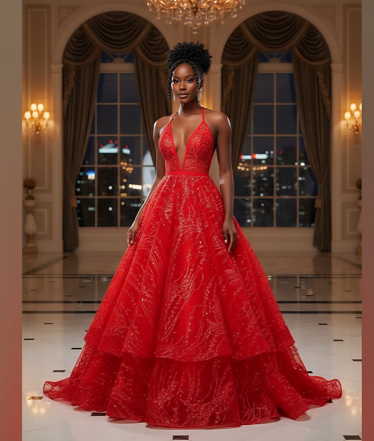 Rashay Embroidery Mermaid Gown