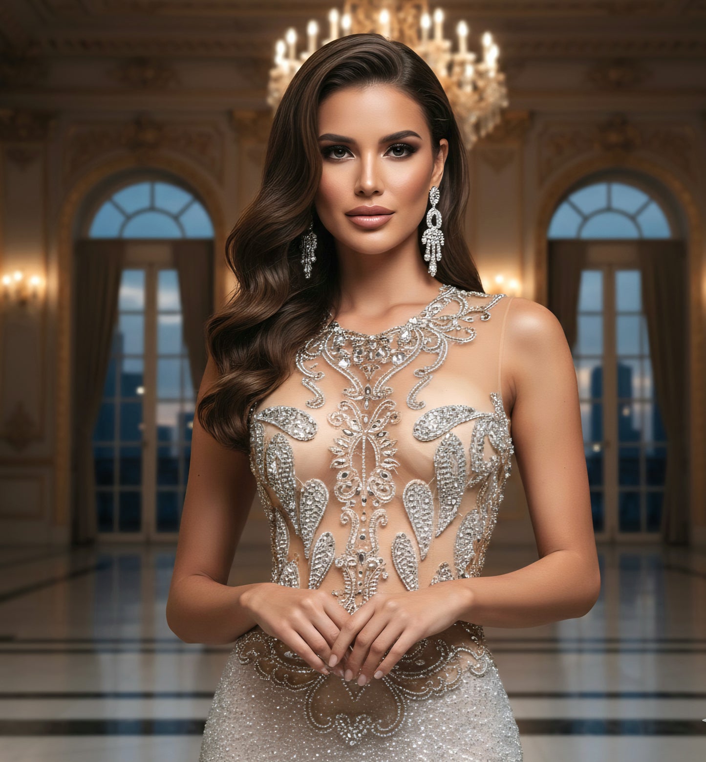Amarie Shimmer Glitter Rhinestone Dress