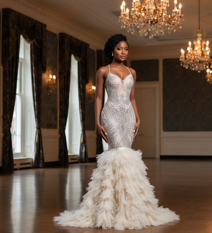 Vahalah Feather Mermaid Gown