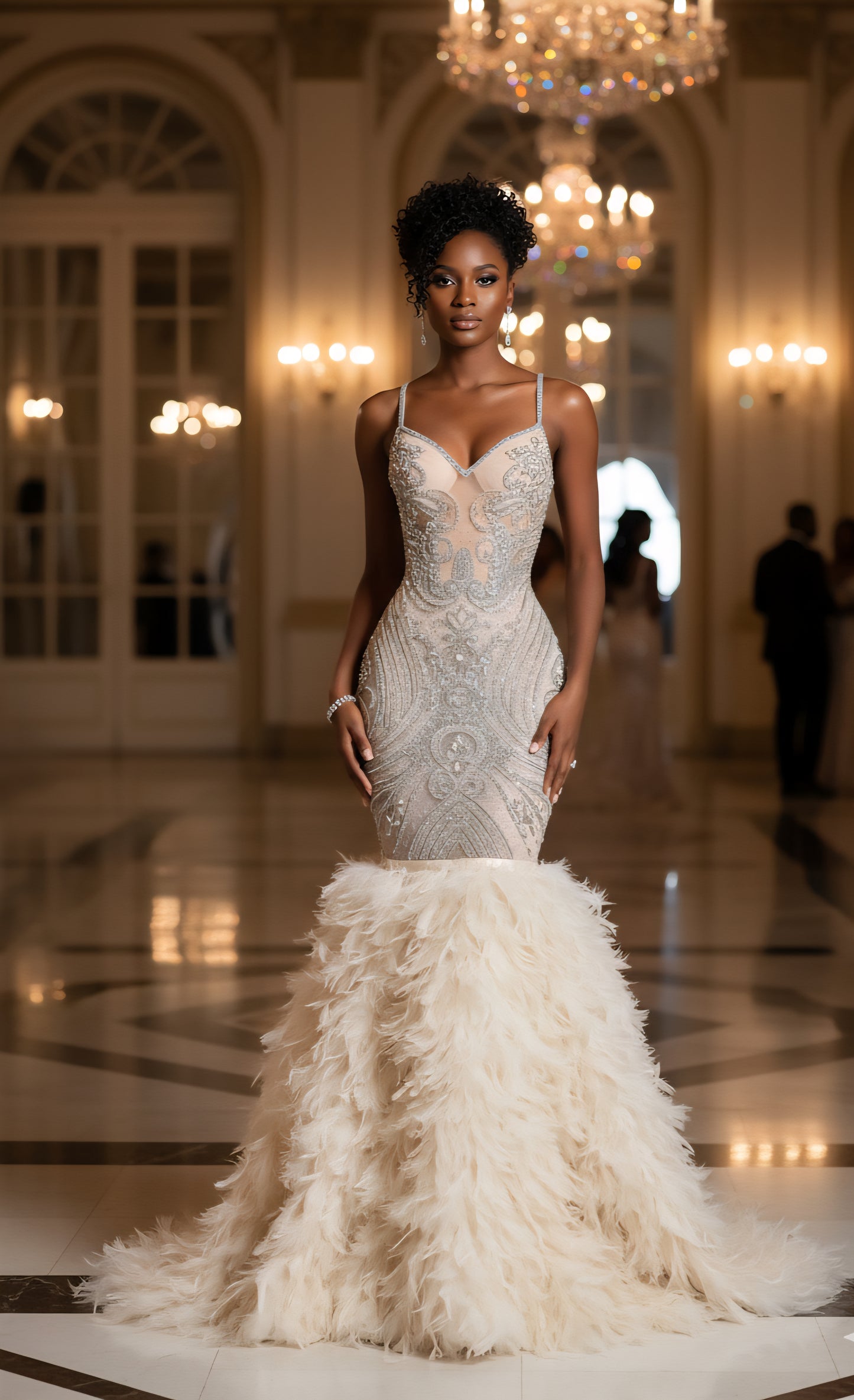 Vahalah Feather Mermaid Gown
