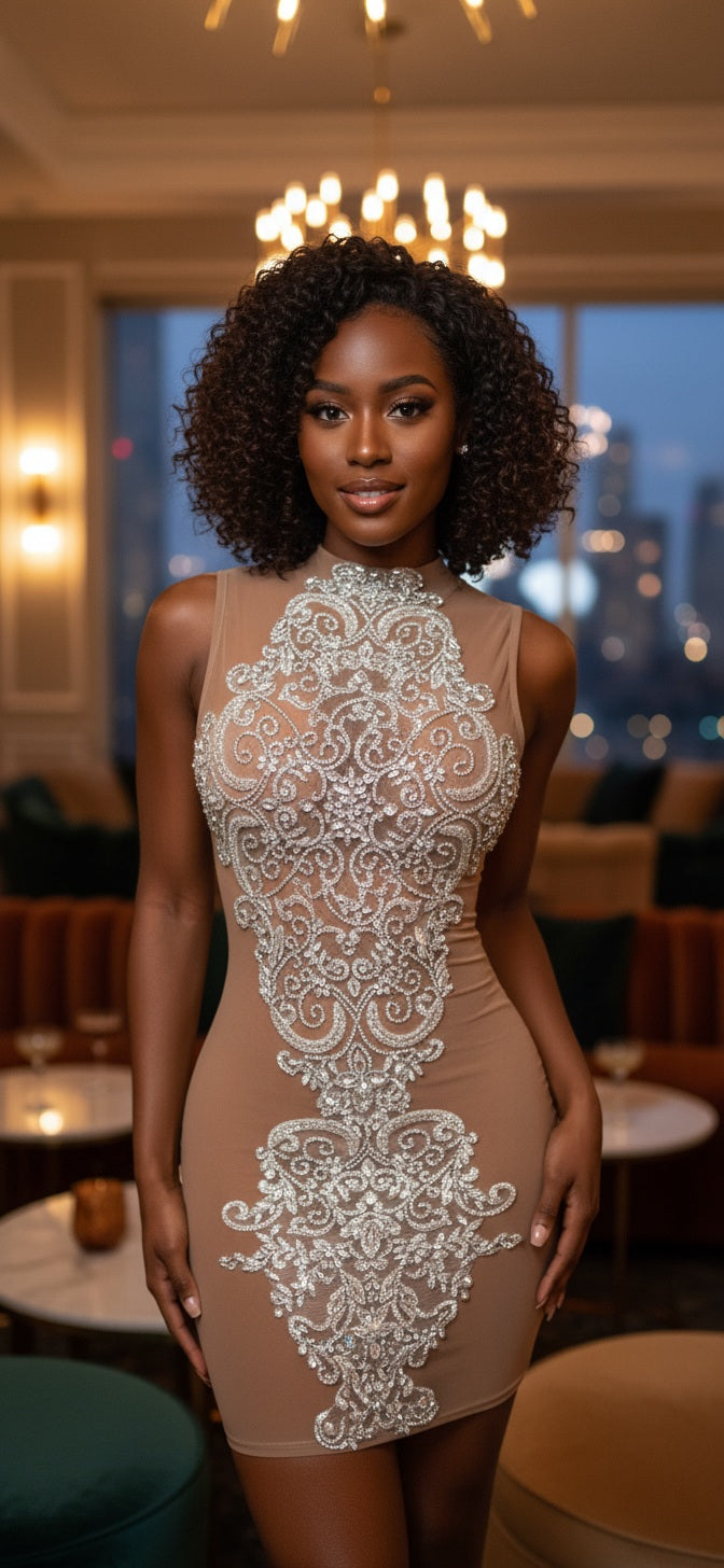 Zara Rhinestone Mini Dress