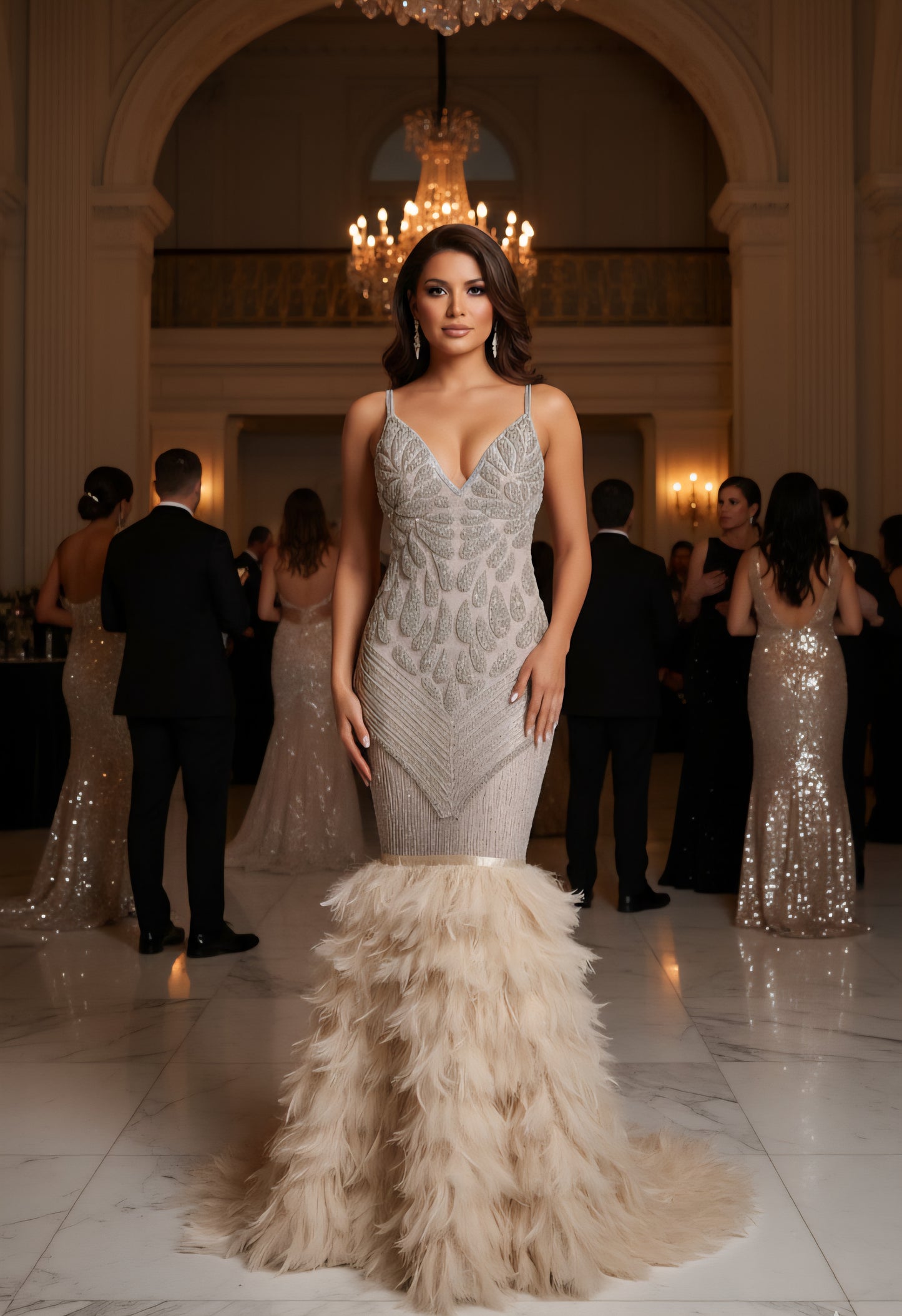 Amani Mecca Feather Gown