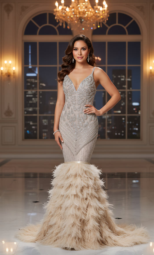 Amani Mecca Feather Gown