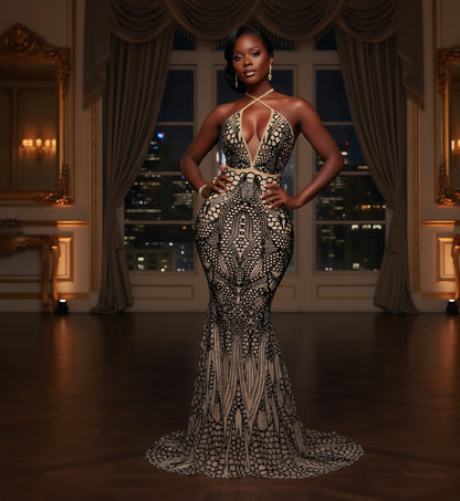 Black Sequin Nubian Mermaid dress