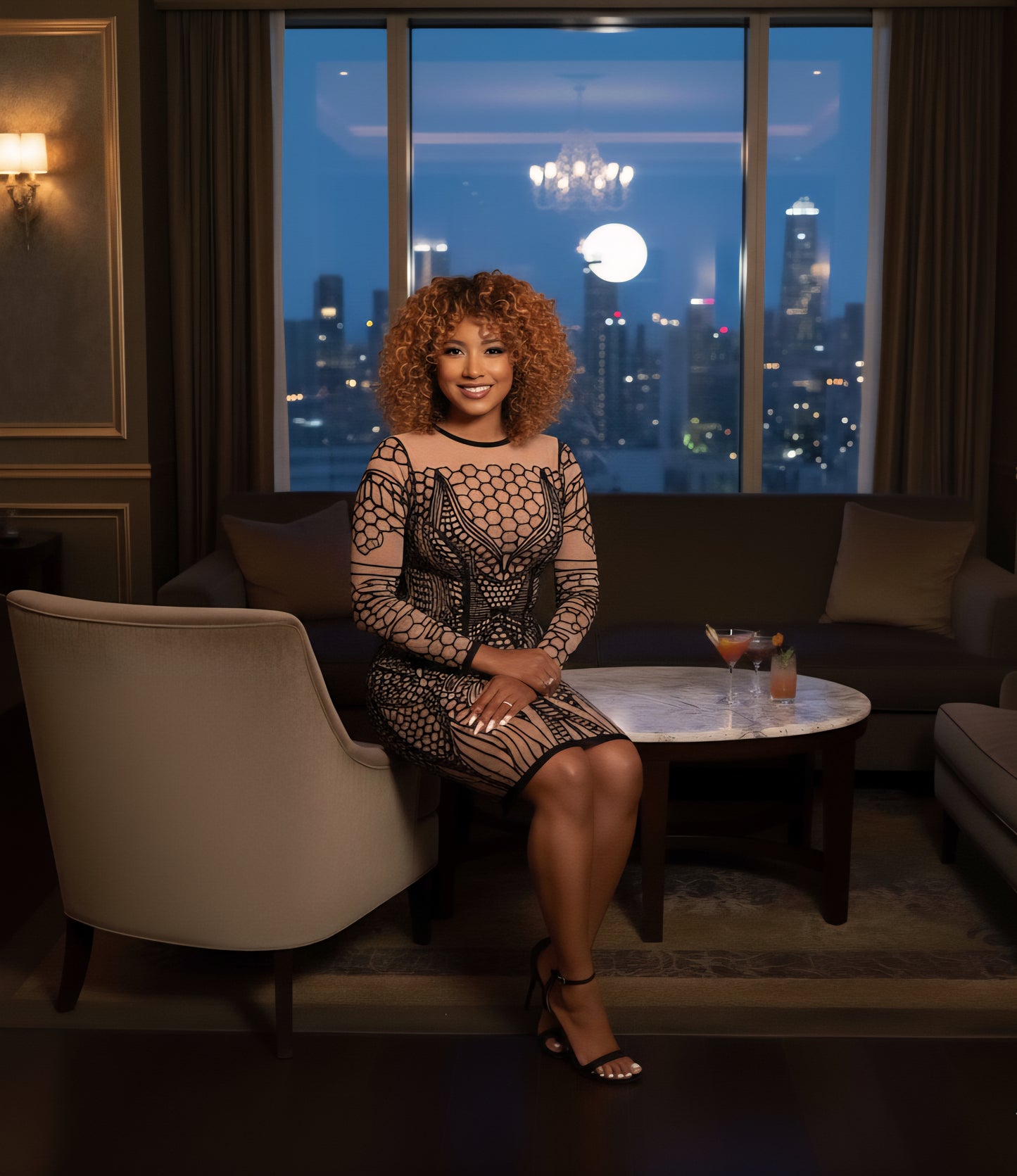 Awan Nebi sequin long sleeve mini dress