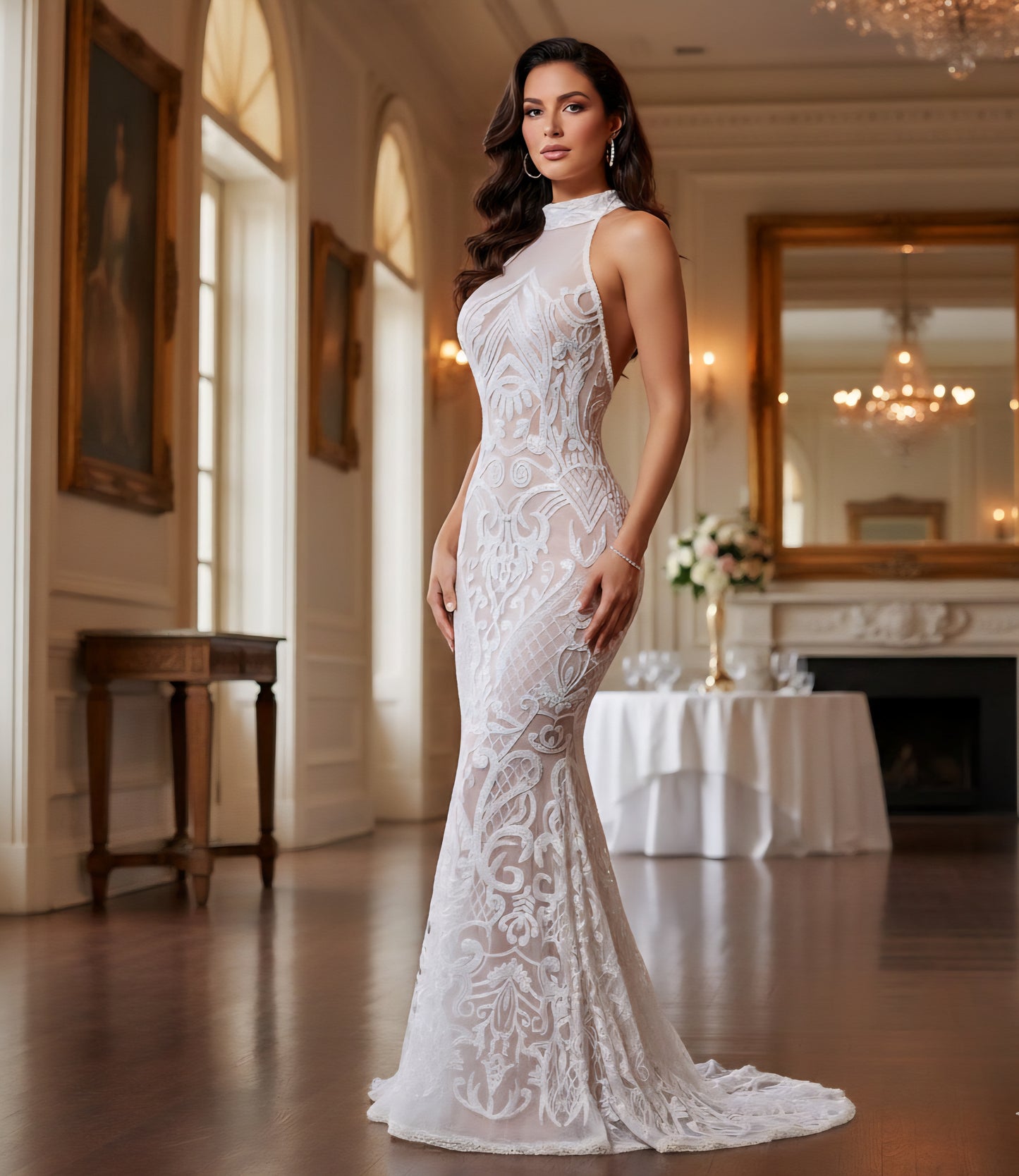 Rivera Turtle Neck Sequin Dress