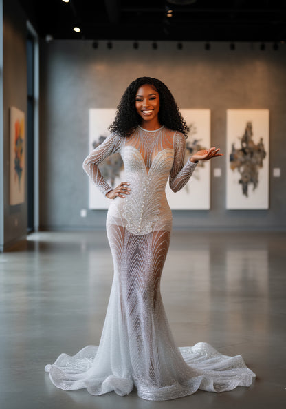 Shimmer Maze Glitter Mermaid Gown