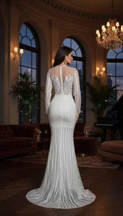 Sabrina Long Sleeve Sequin Mermaid Gown