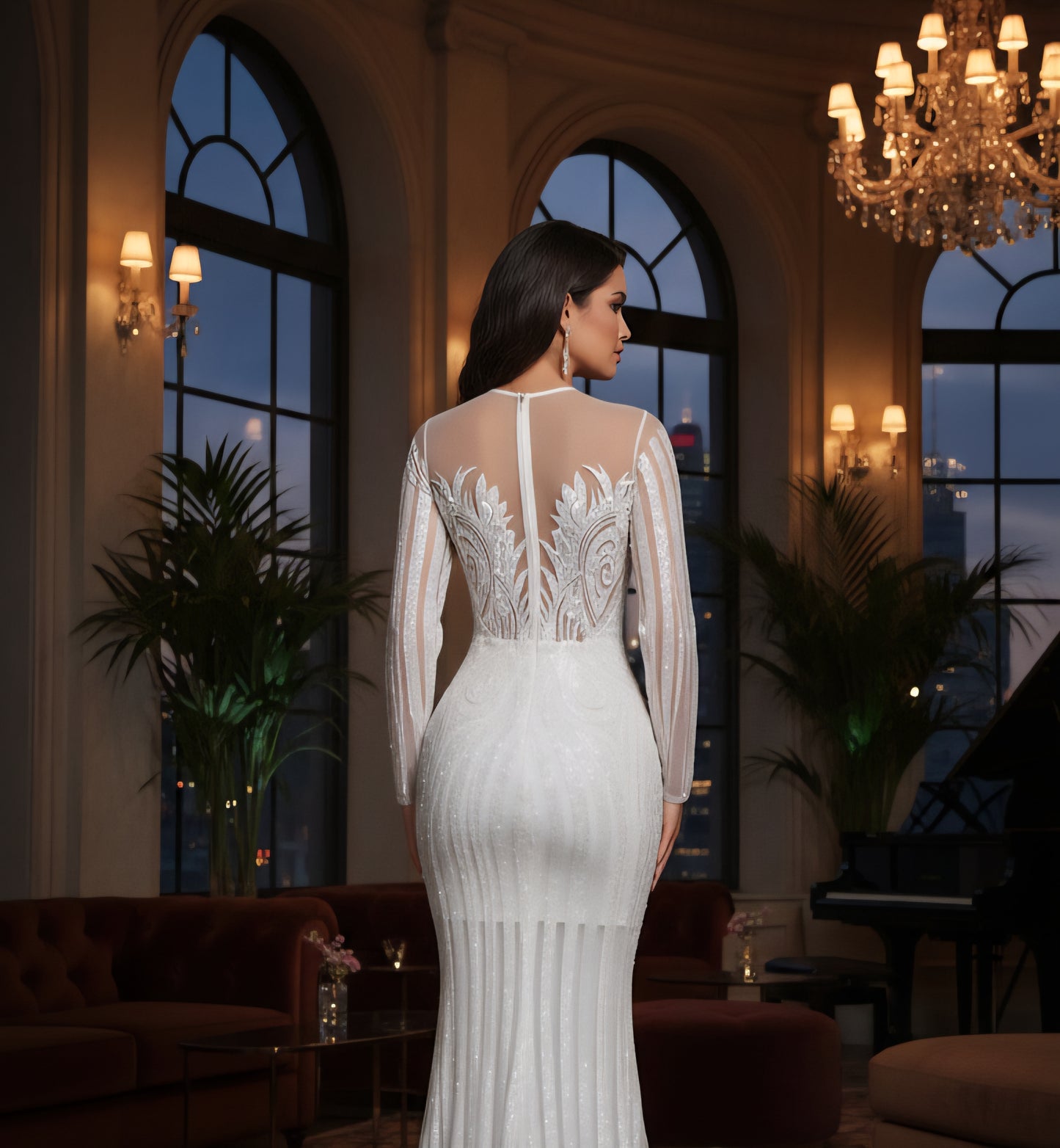 Sabrina Long Sleeve Sequin Mermaid Gown