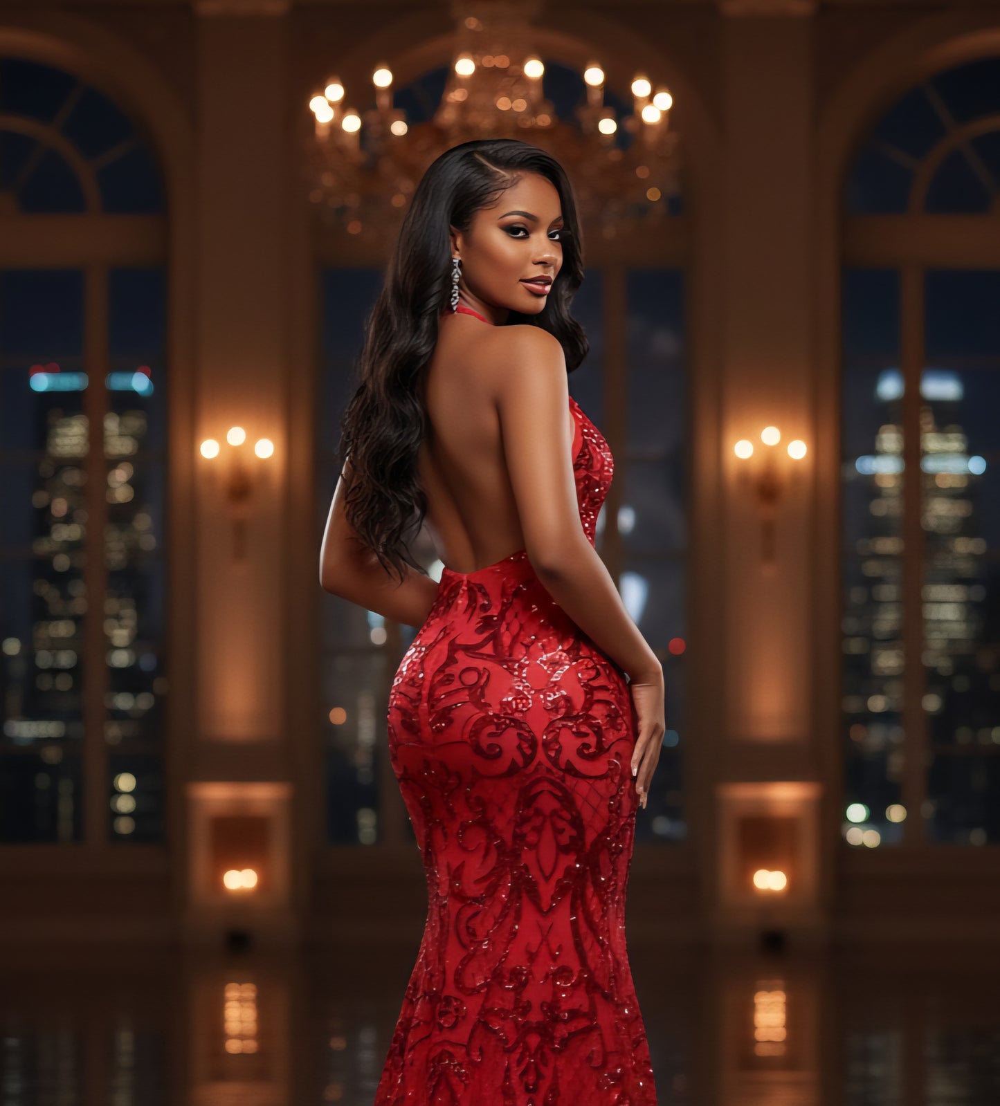 Sequin Stellah Spaghetti Strap Dress