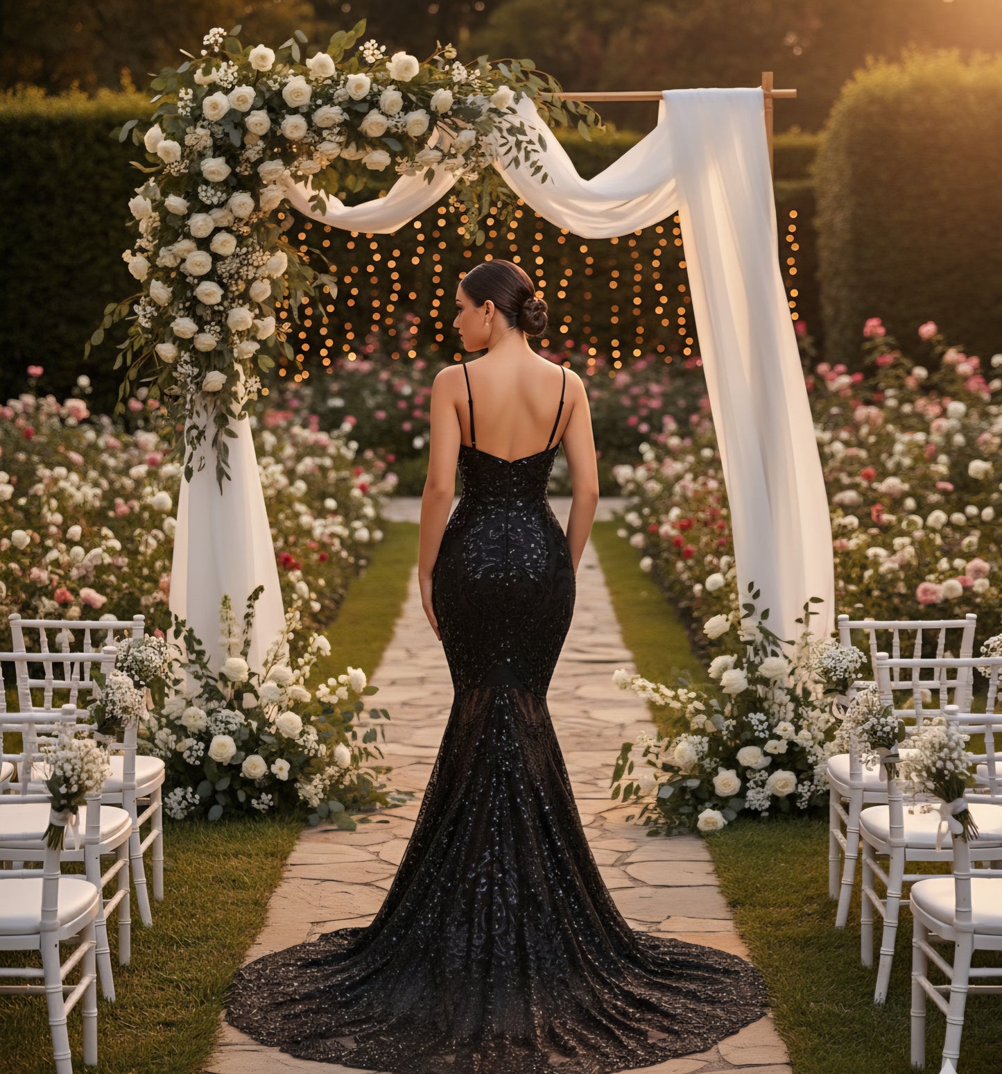 Armani Black Sequin Mermaid Dress