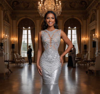 Rhinestone Mecca Sequin Mermaid Dress