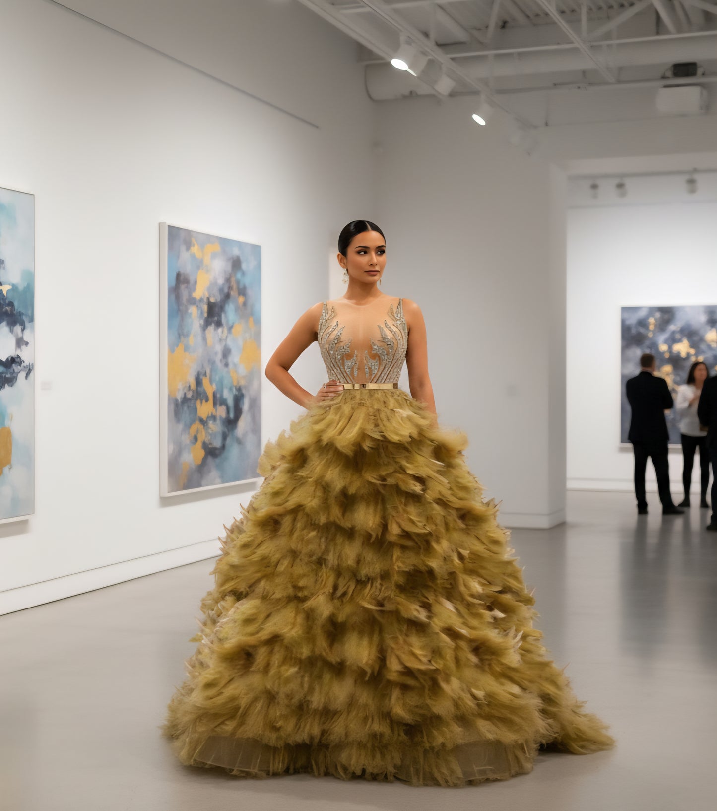 Fuego High Waist Feather Gown