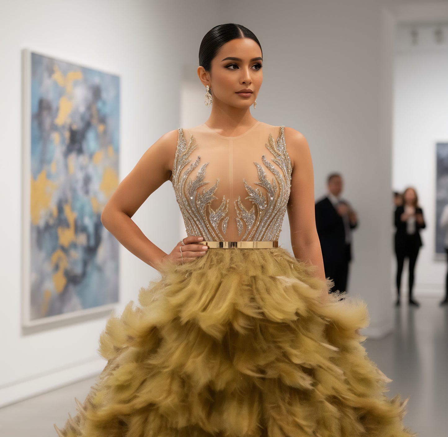 Fuego High Waist Feather Gown