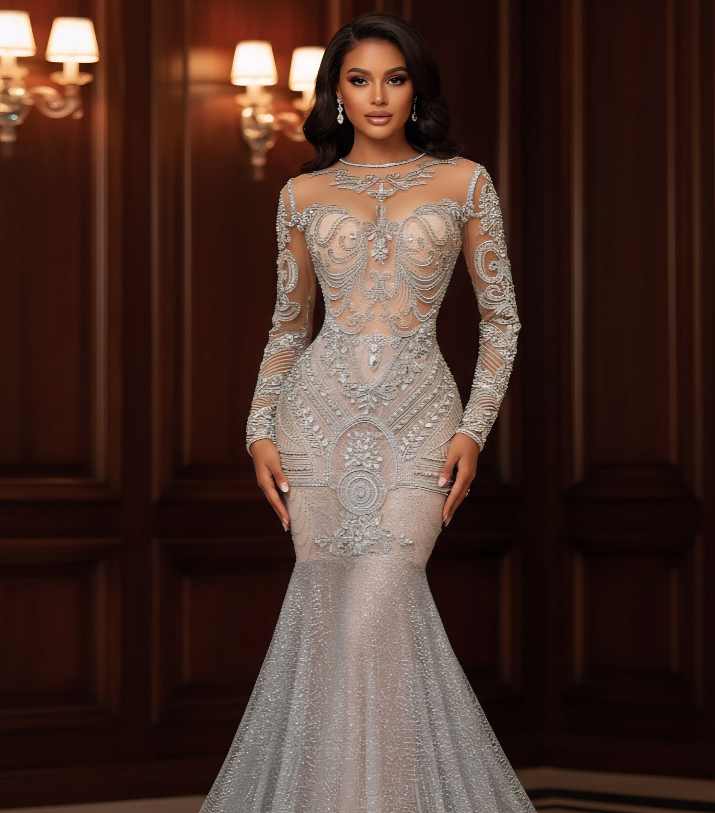Asaran Long Sleeve Mermaid Dress