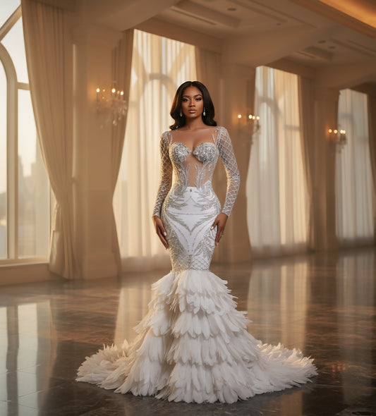 Aphrodite Phoenix Feather Mermaid Dress