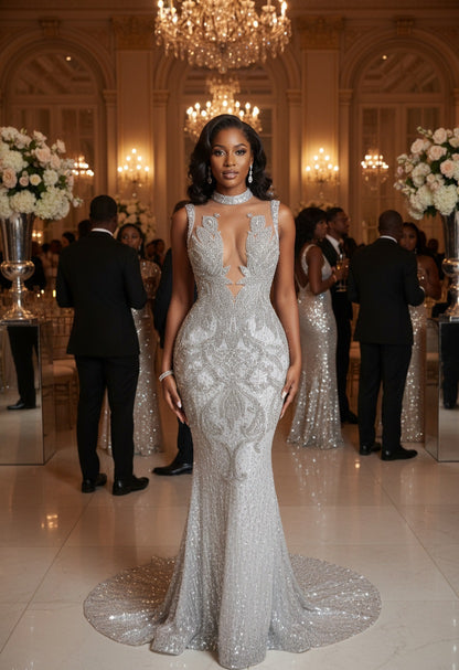 Phayrah Rhinestone Mermaid Gown