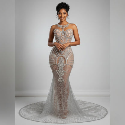 Asaran Rhinestone Mermaid Gown