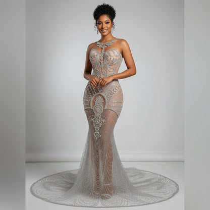 Asaran Rhinestone Mermaid Gown
