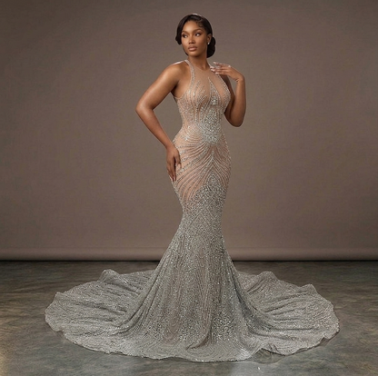 Paris Rhinestone Mermaid Dress